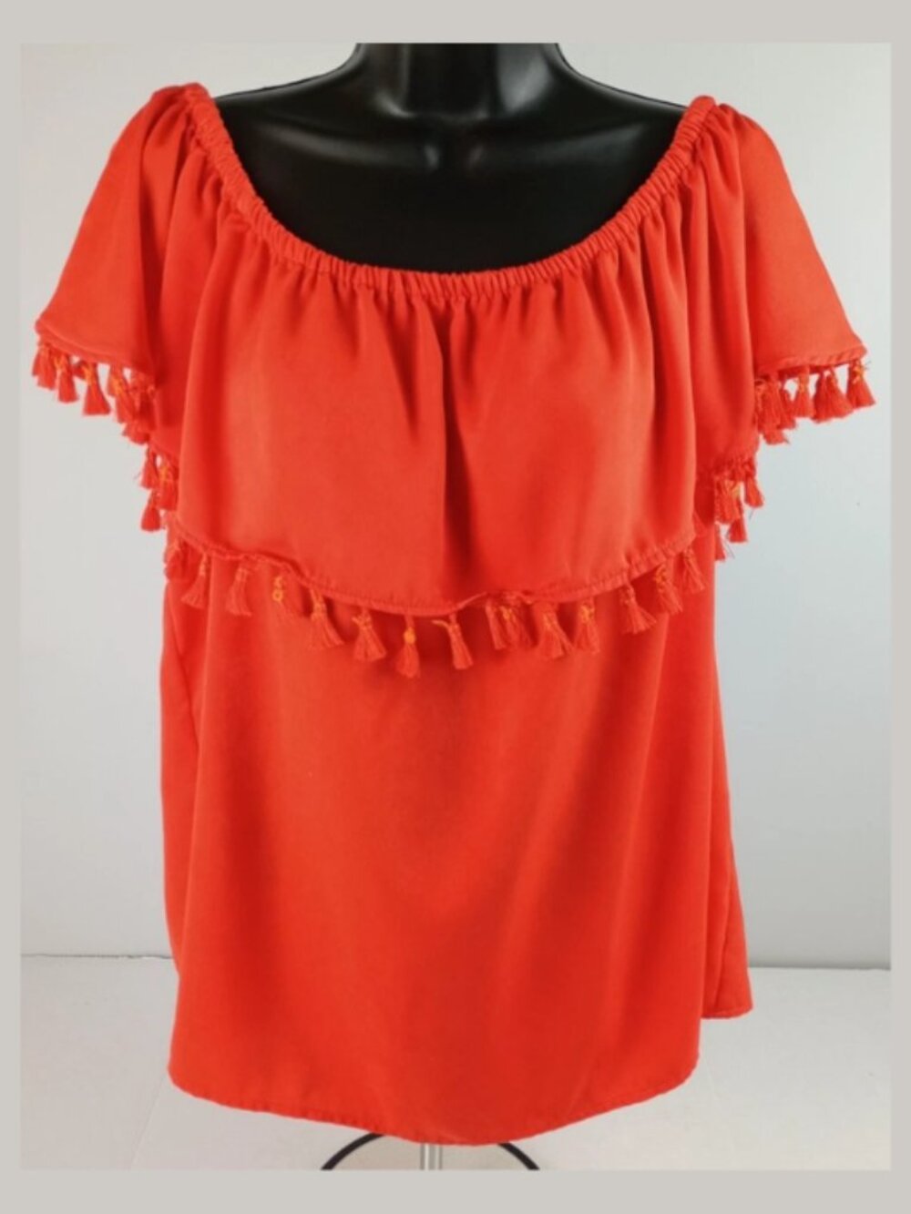 INC International Concepts Popsicle Womens 2XL Off Shoulder Orange Ruffle Blouse